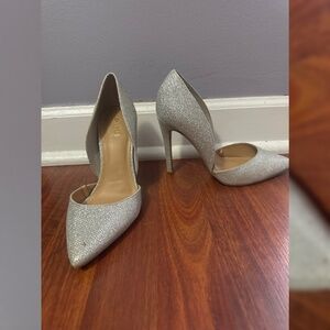 Express Sparkly Silver Heels Size 7